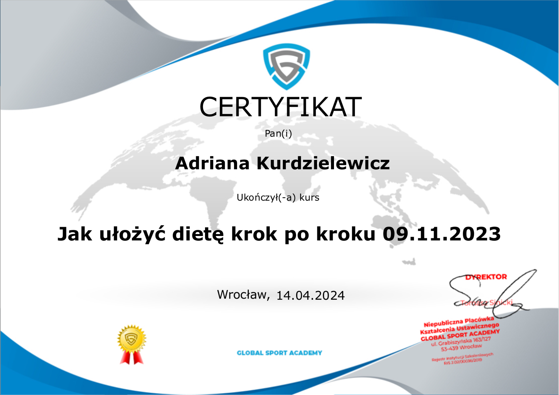 Certyfikat trenera personalnego 4